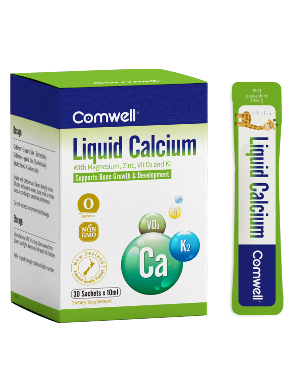 Comwell Liquid Calcium with Mag, Zinc, D3 and K2 30 Sachets