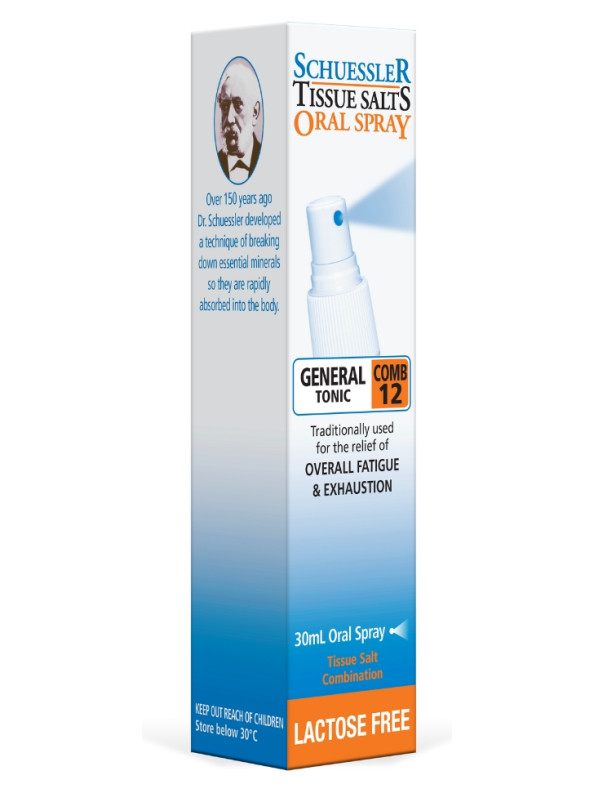 Schuessler Tissue Salts 30ML Spray Comb 12 General Tonic